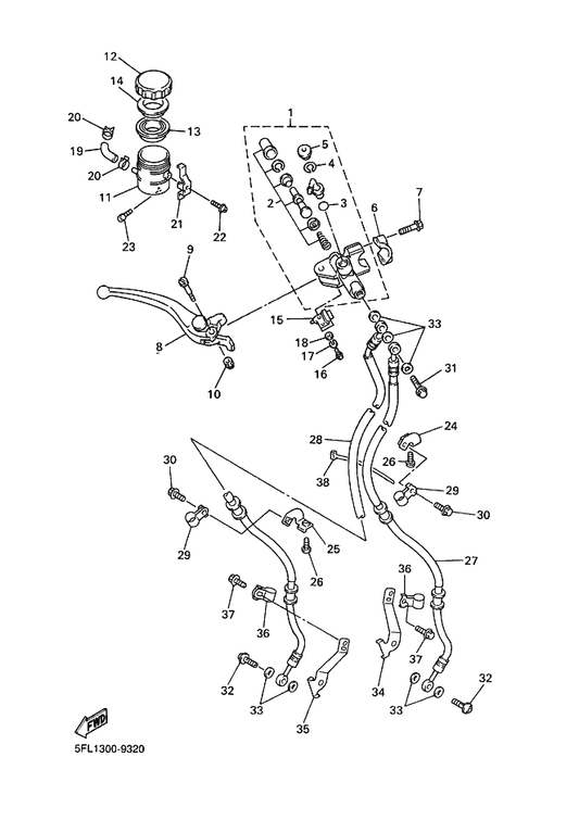 Yamaha 56A-25867-00 . Bracket, Master Cylinder — shown on the Front Master Cylinder parts diagram