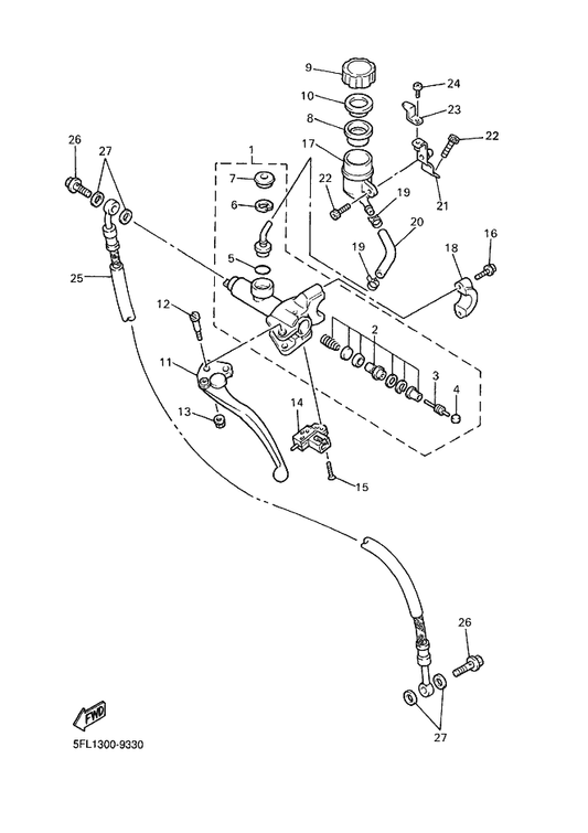 Yamaha 3GM-W0099-00 . Cylinder Kit, Master (Clutch) — shown on the Front Master Cylinder 2 parts diagram