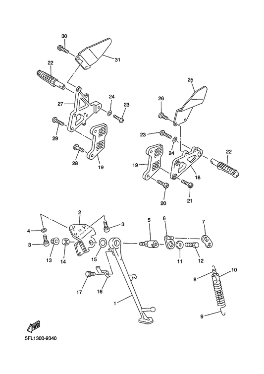 Yamaha 5FL-27422-00 Bracket, Footrest 2 — shown on the Stand & Footrest parts diagram