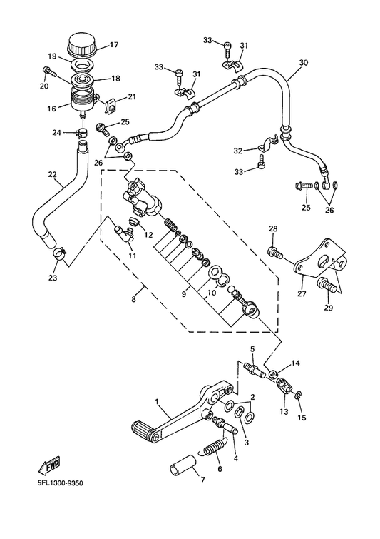 Yamaha 2VN-25894-00 Tank, Reservoir — shown on the Rear Master Cylinder parts diagram
