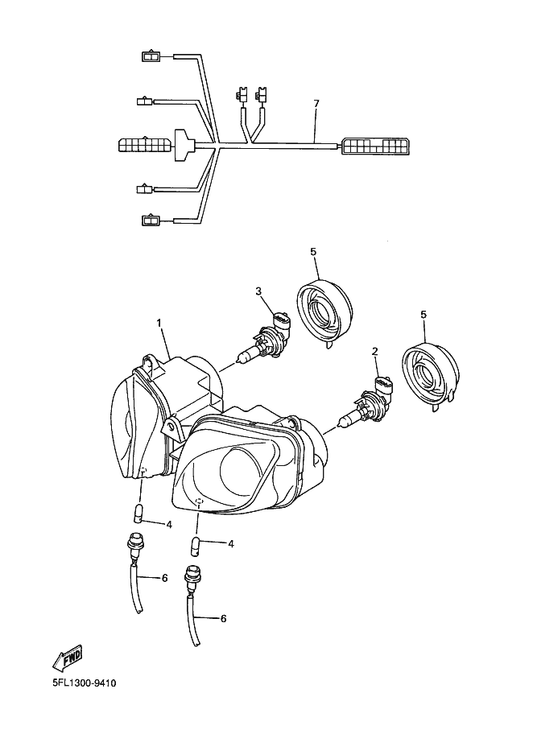 Yamaha 5FL-84359-00 Cord, Headlight — shown on the Headlight parts diagram