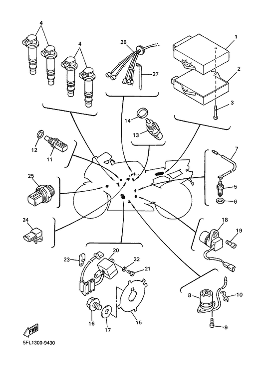 Yamaha 92017-06050 Bolt, Button Head — shown on the Electrical 1 parts diagram