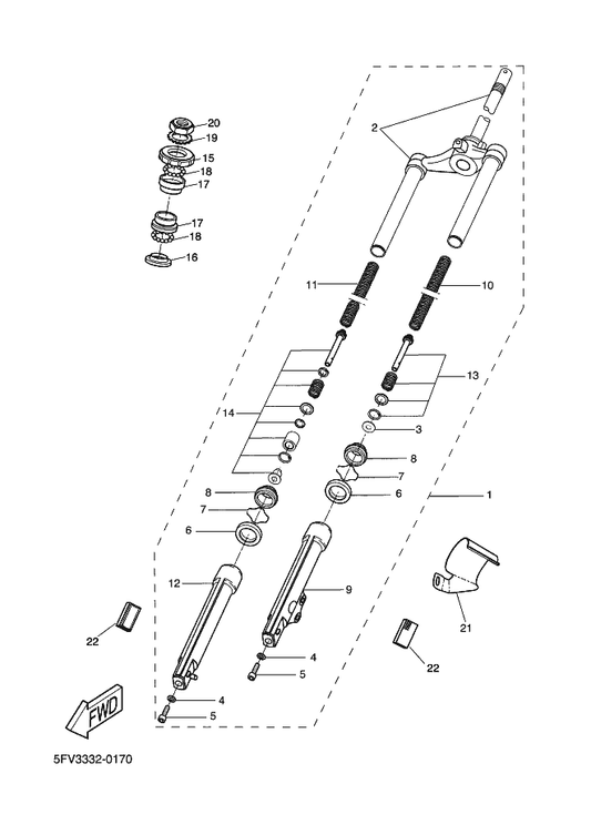 Yamaha 5EU-F3145-00 . Oil Seal — shown on the Front Fork parts diagram