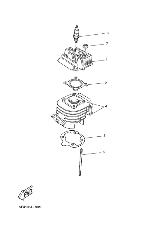Yamaha 94701-00251 Plug, Spark — shown on the Cylinder parts diagram