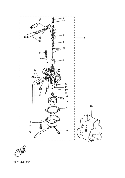 Yamaha 14T-14343-40 . Jet, Main (# 80) — shown on the Carburetor parts diagram