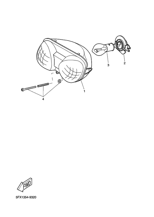 Yamaha 5FX-H4320-00 Lens Assy — shown on the Headlight parts diagram