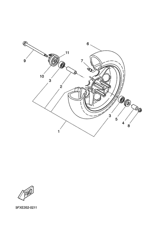 Yamaha 4YB-F5190-01 Gear Unit Assy — shown on the Front Wheel parts diagram