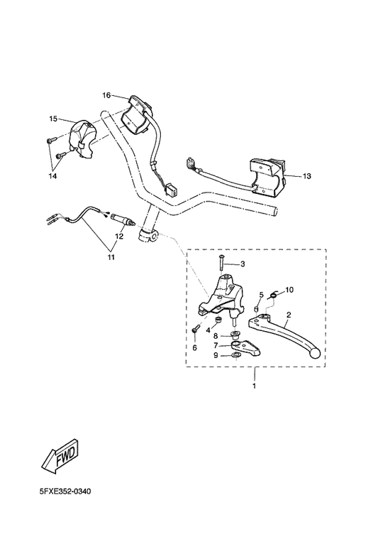 Yamaha 3VL-H3943-00 . Washer, Starter — shown on the Handle Switch & Lever parts diagram