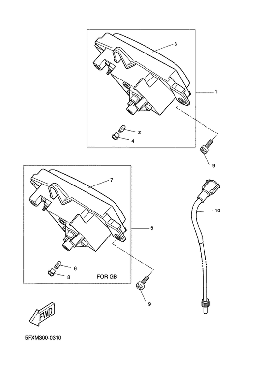 Yamaha 4SB-H3550-03 Speedometer Cable Assy — shown on the Meter parts diagram