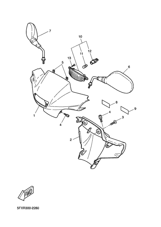 Yamaha 3UP-H4346-00 . Socket, Pilot Light — shown on the Cowling 1 parts diagram