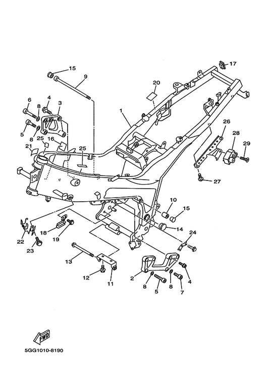 Yamaha 5EA-22277-00 Bolt — shown on the フレーム parts diagram