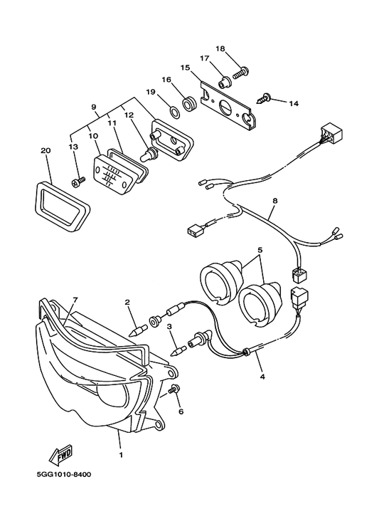 Yamaha 2LA-84314-G0 バルブ (12V-55W) — shown on the ヘツドライト parts diagram