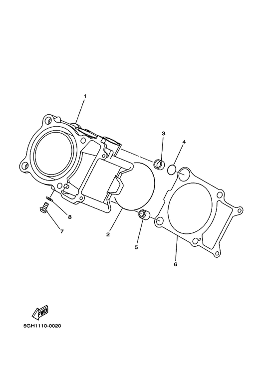 Yamaha 5ND-11310-00 Cylinder — shown on the Cylinder parts diagram