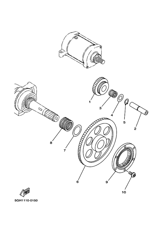 Yamaha 5GH-15512-00 Gear, Idler 1 — shown on the Starter Clutch parts diagram