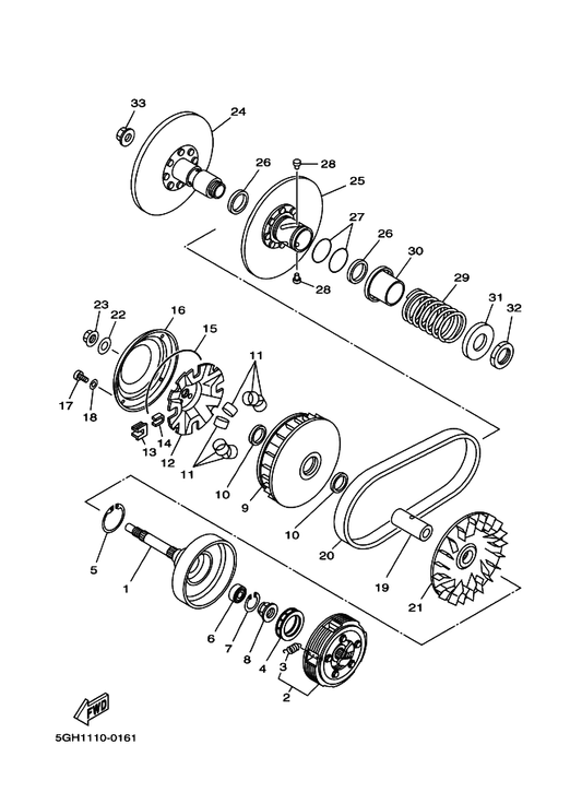 Yamaha 3C2-17641-00 V-Belt — shown on the Clutch parts diagram