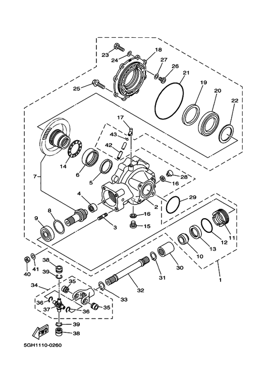 Yamaha 99009-24400 Circlip — shown on the Drive Shaft parts diagram