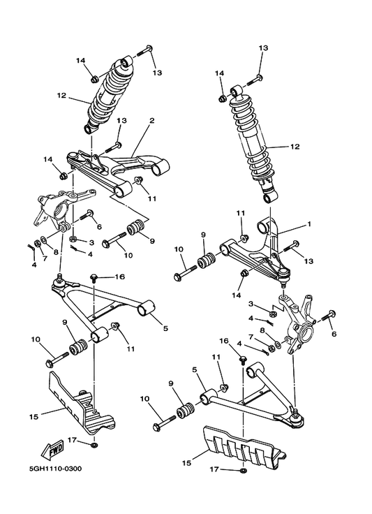 Yamaha 5GH-23570-00 Front Lower Arm Comp. (Left) — shown on the Front Suspension & Wheel parts diagram
