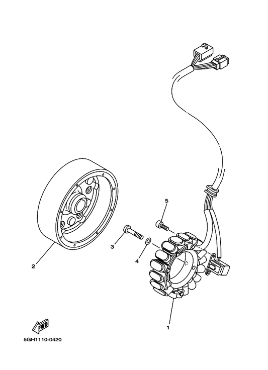 Yamaha 5GH-81410-00 Stator Assy — shown on the Generator parts diagram