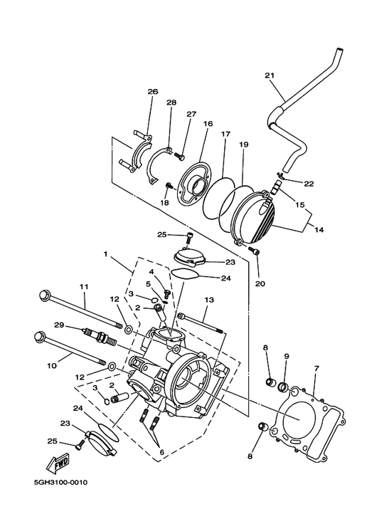 Yamaha 91317-06140 Bolt — shown on the Cylinder Head parts diagram