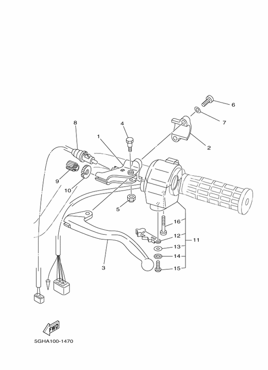 Yamaha 5GH-83980-00 . Front Stop Switch Assy — shown on the Handle Switch & Lever parts diagram