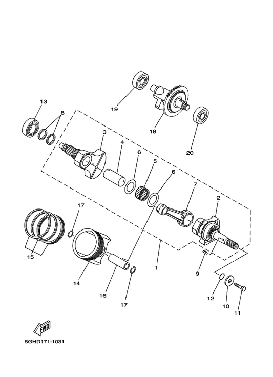 Yamaha 90201-356K1 . Washer, Plate — shown on the Crankshaft & Piston parts diagram