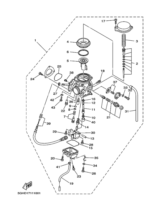 Yamaha 5GH-1490J-20 . Needle Set — shown on the Carburetor parts diagram