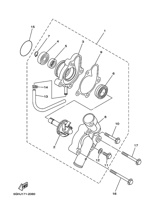 Yamaha 5GH-12428-00 . Gasket, Housing Cover 2 — shown on the Water Pump parts diagram