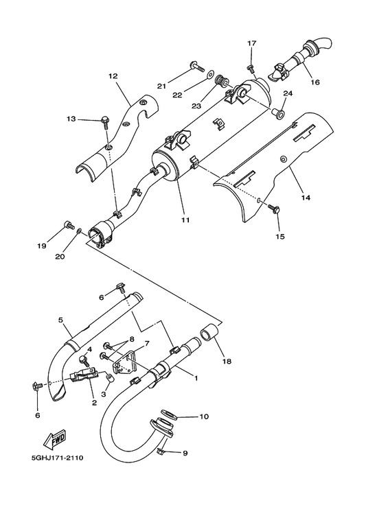 Yamaha 90560-06243 Spacer — shown on the Exhaust parts diagram