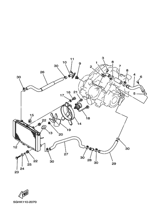 Yamaha 5GH-12413-00 Cover, Thermostat — shown on the Radiator & Hose parts diagram
