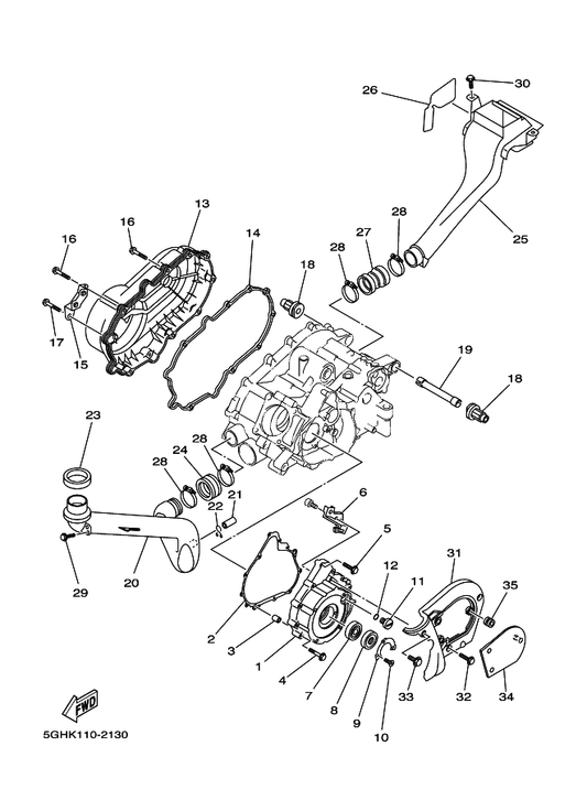 Yamaha 5GH-15472-01 Seal, Air Duct — shown on the Crankcase Cover 1 parts diagram