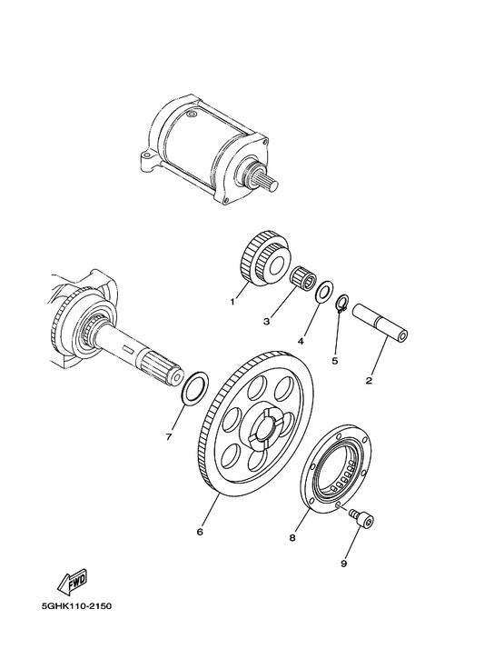 Yamaha 5GH-15517-10 Gear, Idler 2 — shown on the Starter Clutch parts diagram
