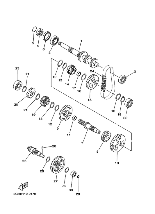 Yamaha 94591-54038 Chain(23Rh302-38 Asm) — shown on the Transmission parts diagram