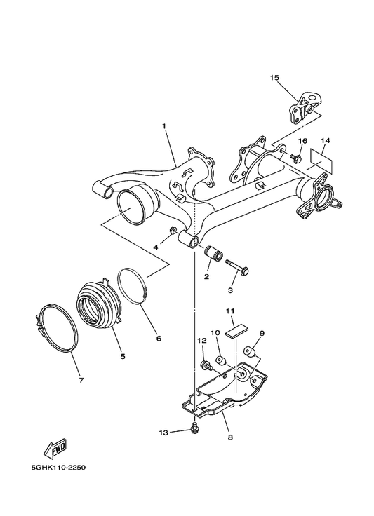 Yamaha 5GH-22189-00 Boot, Rubber — shown on the Rear Arm parts diagram