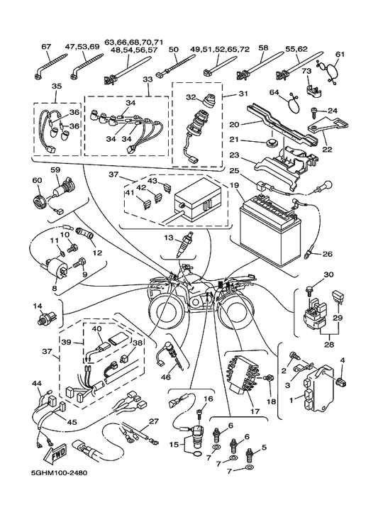 Yamaha 90464-08002 Clamp — shown on the Electrical 1 parts diagram