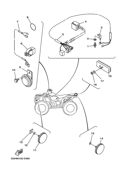 Yamaha 2EK-85111-00 Reflector, Front 1 — shown on the Electrical 2 parts diagram
