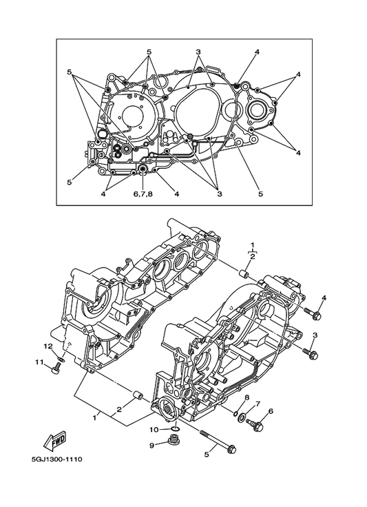Yamaha 4B5-15100-09 Crankcase Assy — shown on the Crankcase parts diagram