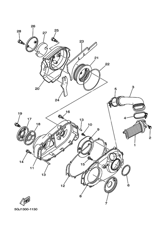 Yamaha 5GJ-15492-00 Cover — shown on the Crankcase Cover 2 parts diagram