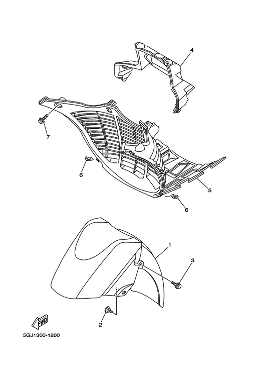 Yamaha 5GJ-21552-00 Fender, Inner — shown on the Fender parts diagram