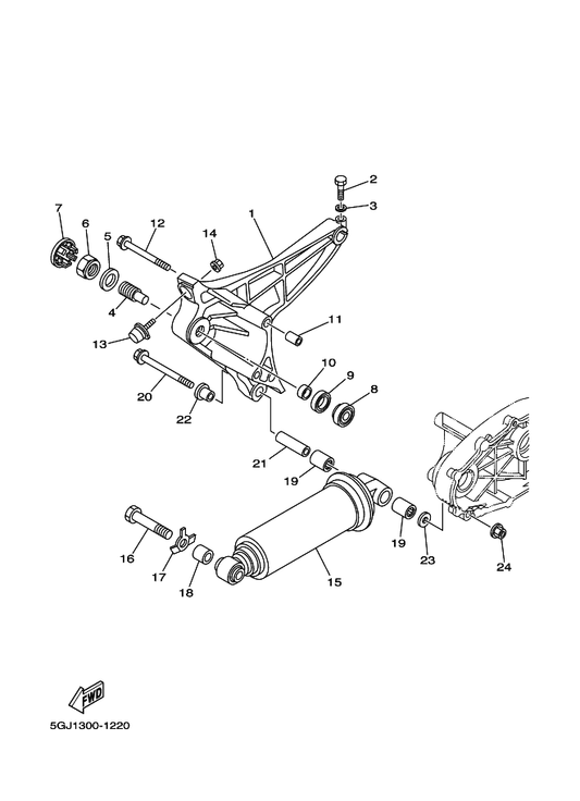 Yamaha 5GJ-22171-00-35 Arm, Rear 1 — shown on the Rear Arm. Suspension parts diagram