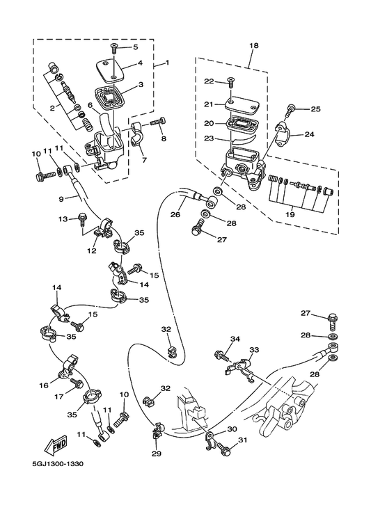 Yamaha 3YX-25854-00 . Diaphragm, Reservoir — shown on the Front Master Cylinder parts diagram