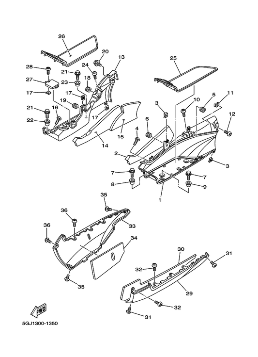 Yamaha 5GJ-27463-00 Cover 2 — shown on the Stand.Footrest 2 parts diagram
