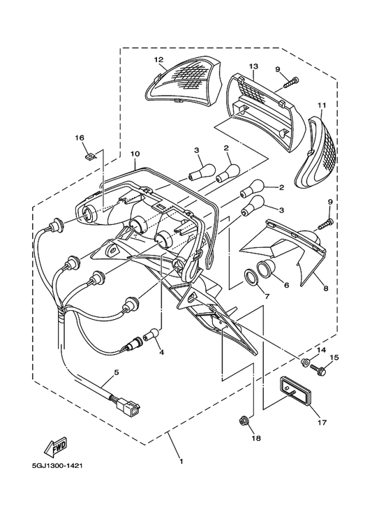 Yamaha 5GJ-84721-00 . Lens, Taillight — shown on the Taillight parts diagram