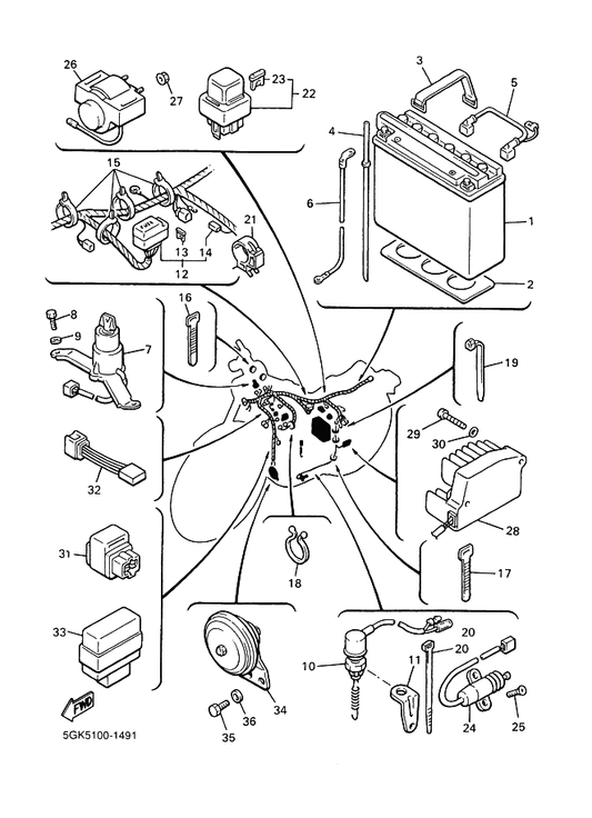 Yamaha 4U8-81980-M0 Diode Assy — shown on the Electrical 2 parts diagram