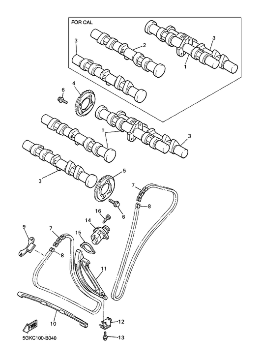 Yamaha 4SV-11498-00 . Pin, Joint — shown on the Camshaft & Chain parts diagram