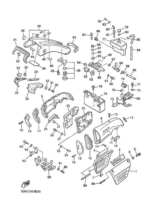Yamaha 90201-06380 . Washer Plain — shown on the Side Cover parts diagram