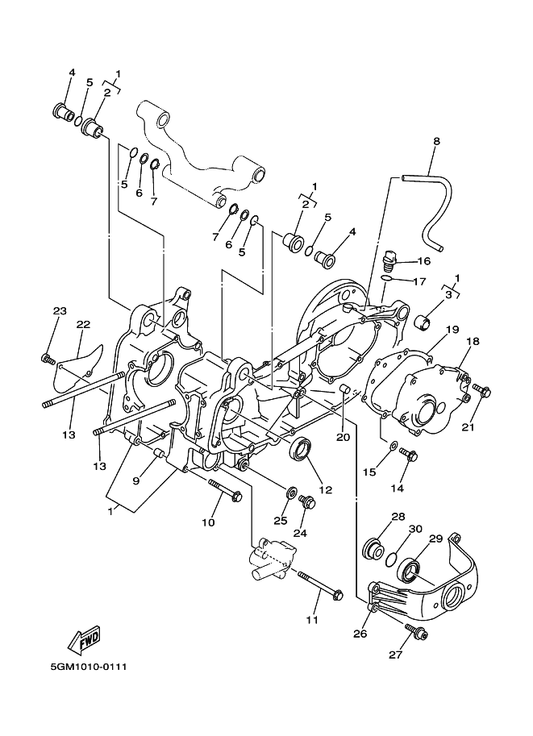 Yamaha 4HC-15461-00 Gasket, Crankcase Cover 2 — shown on the Crankcase parts diagram