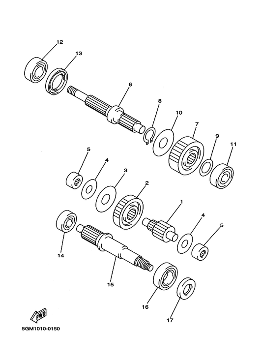 Yamaha 93306-20570 Bearing — shown on the Transmission parts diagram