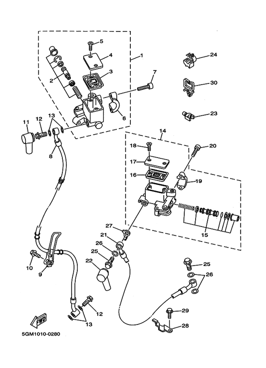 Yamaha 3RW-25854-00 . Diaphragm, Reservoir — shown on the Front Master Cylinder parts diagram