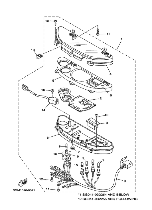 Yamaha 5GM-8362Y-00 . Screw, Special — shown on the Meter parts diagram