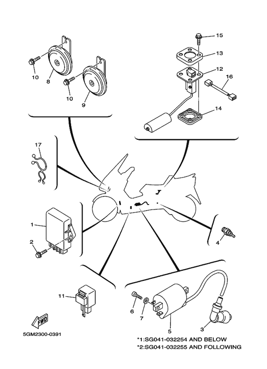 Yamaha 5GM-82305-50 Ignitor Unit Assy — shown on the Electrical 2 parts diagram